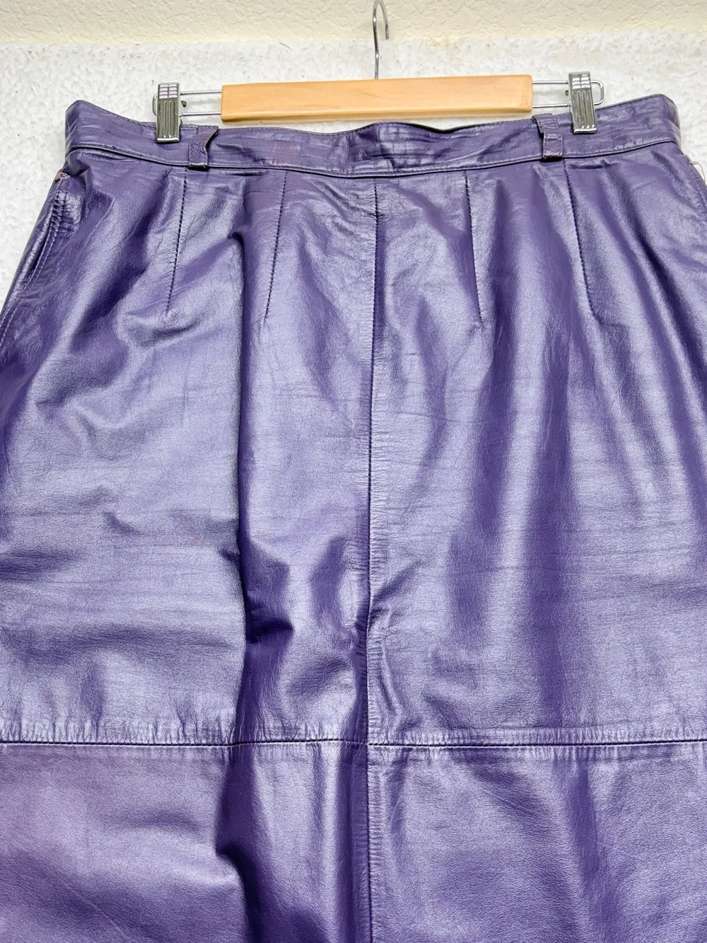 Vintage Dorado Fashion Purple Genuine Leather Midi Skirt 16W